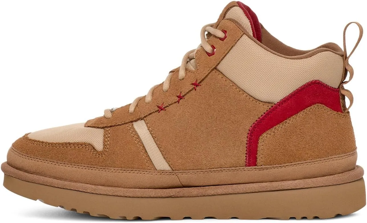 UGG Men's Highland Hi Heritage Sneaker, Chestnut / Sand / Dark Cherry, 13