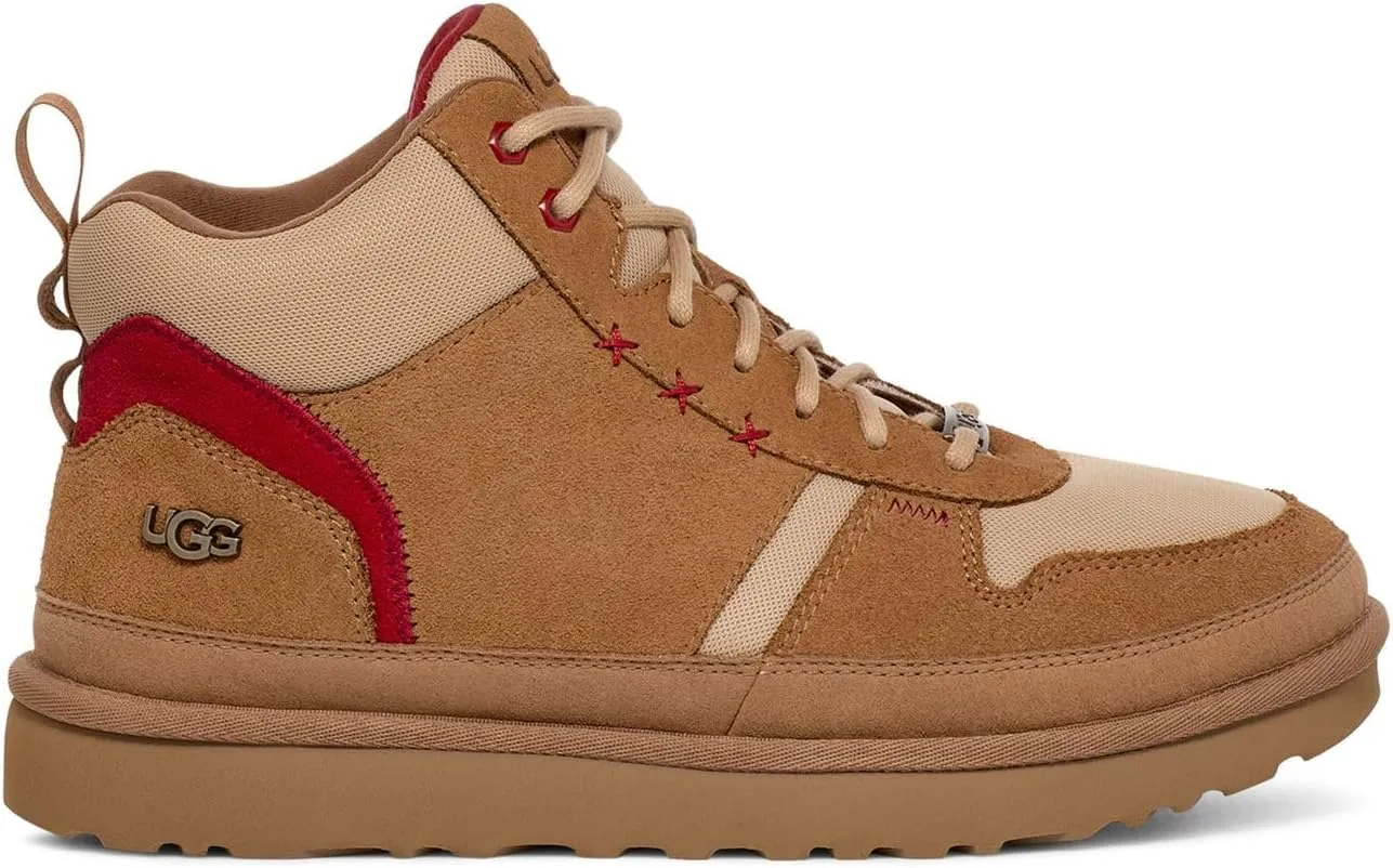 UGG Men's Highland Hi Heritage Sneaker, Chestnut / Sand / Dark Cherry, 13