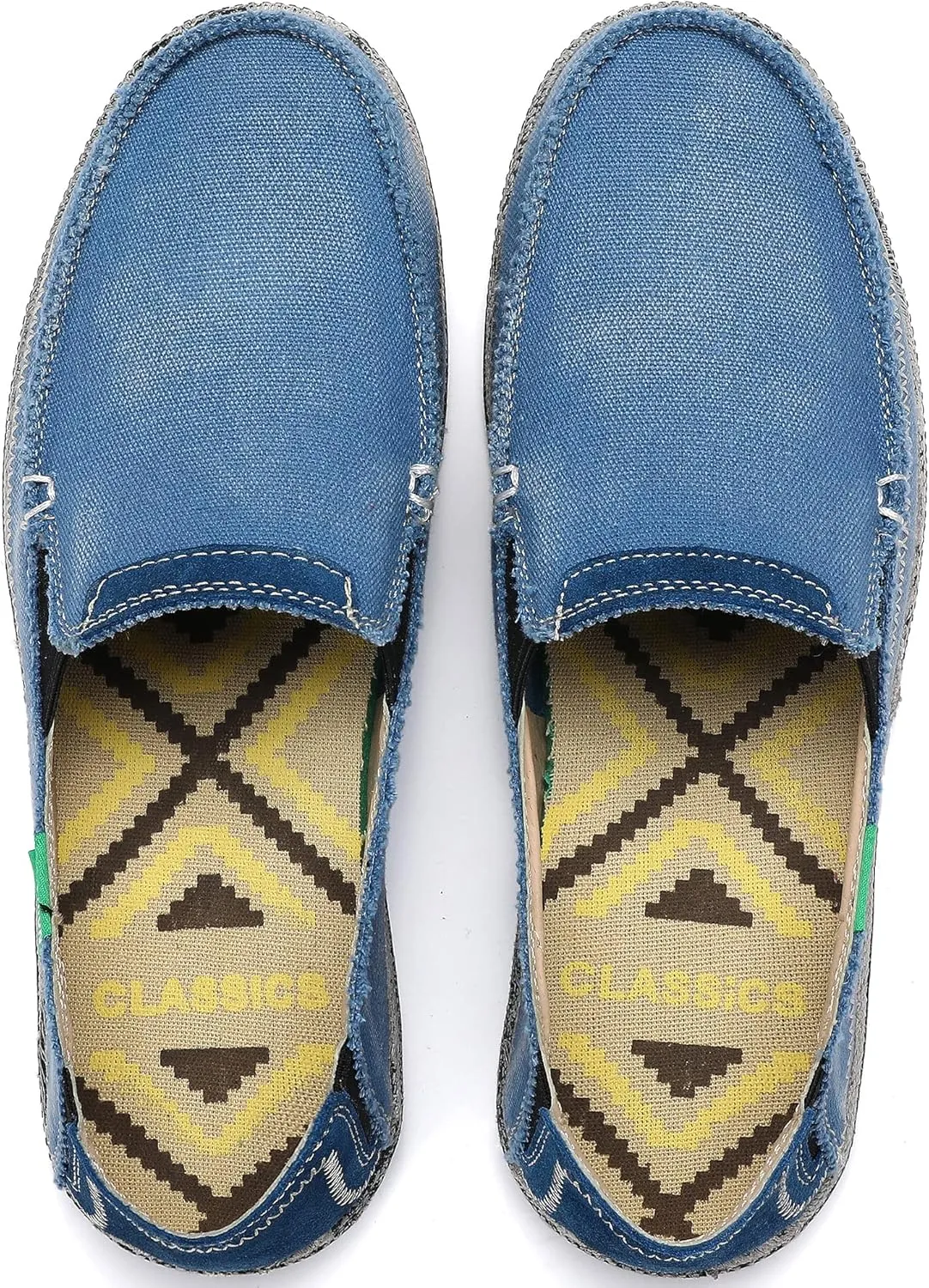 VILOCY Mens Slip on Deck Shoes Zero Drop Casual Canvas Loafer Vintage Flat Boat Shoes