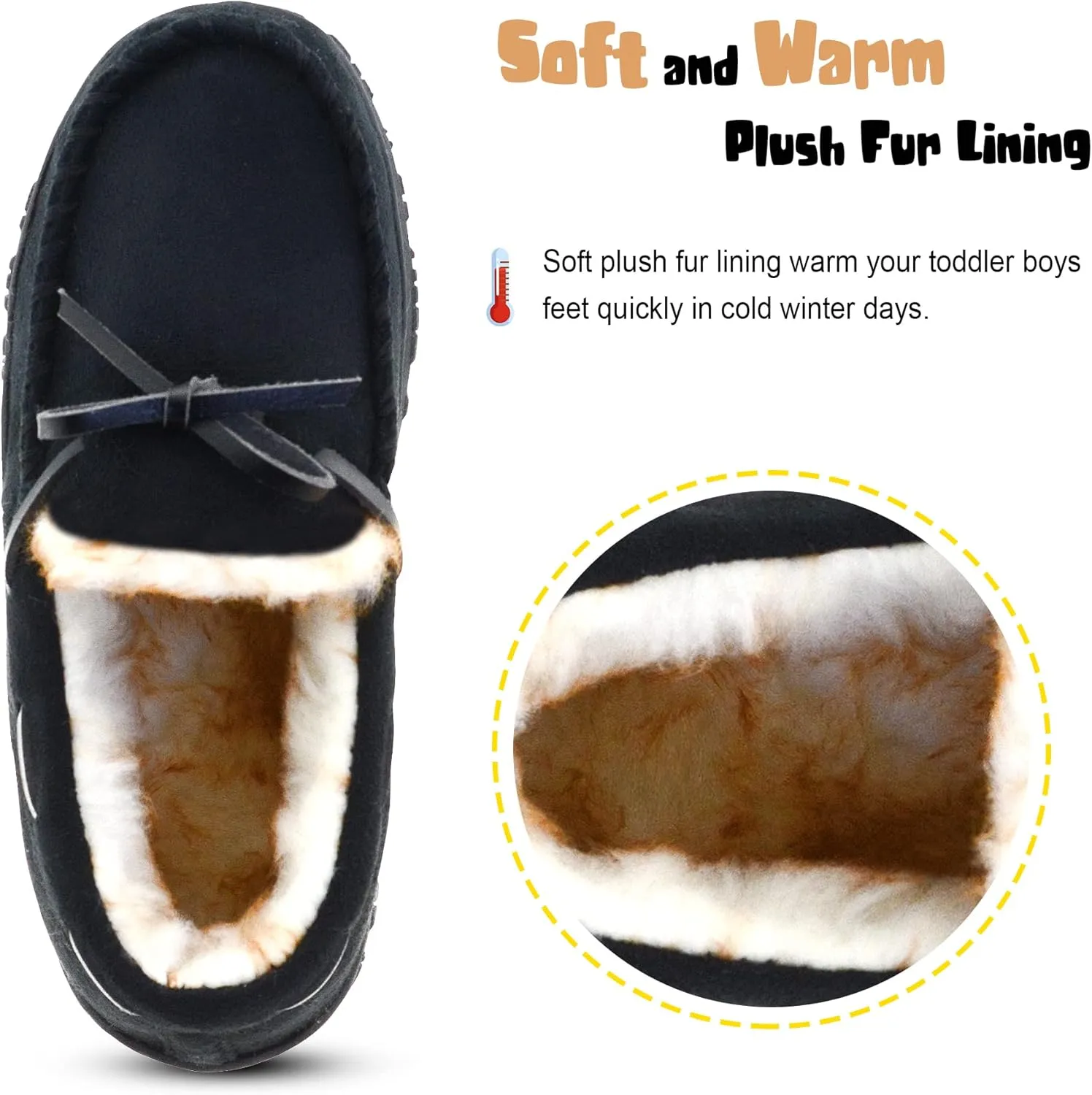 Vonair Kids Moccasin Slippers Memory Foam House Shoes Indoor Outdoor Rubber Bottom Slippers for Boys Girls