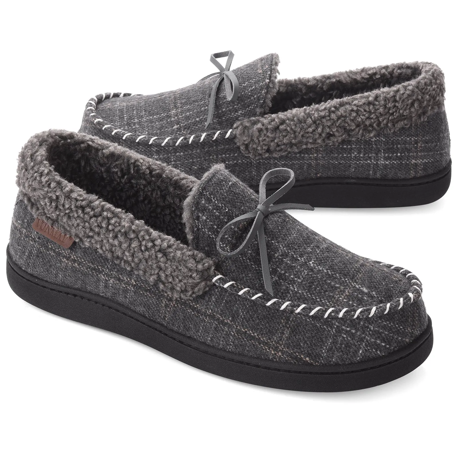 VONMAY Men's Moccasin Slippers Comfort Polar Fleece House Shoes