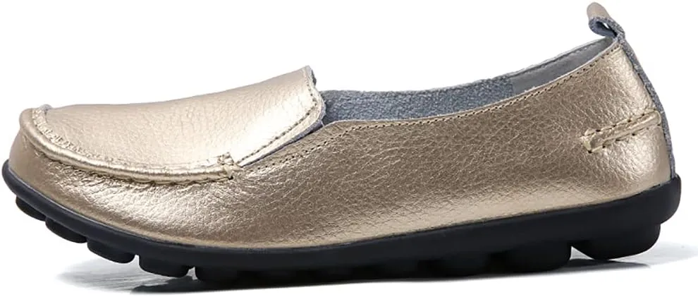WERWAES Ladies Moccasin Shoes Comfortable Leather Loafers Wild Fashion Soft Shoes Nurse Breathable Driving Shoes