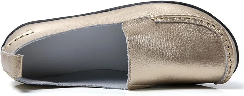 WERWAES Ladies Moccasin Shoes Comfortable Leather Loafers Wild Fashion Soft Shoes Nurse Breathable Driving Shoes