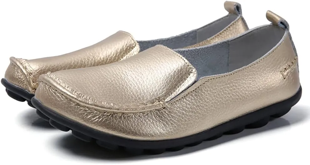 WERWAES Ladies Moccasin Shoes Comfortable Leather Loafers Wild Fashion Soft Shoes Nurse Breathable Driving Shoes