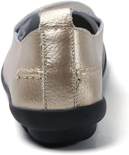 WERWAES Ladies Moccasin Shoes Comfortable Leather Loafers Wild Fashion Soft Shoes Nurse Breathable Driving Shoes