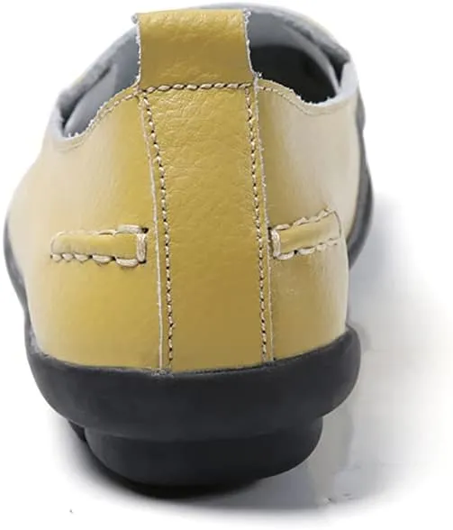 WERWAES Ladies Moccasin Shoes Comfortable Leather Loafers Wild Fashion Soft Shoes Nurse Breathable Driving Shoes