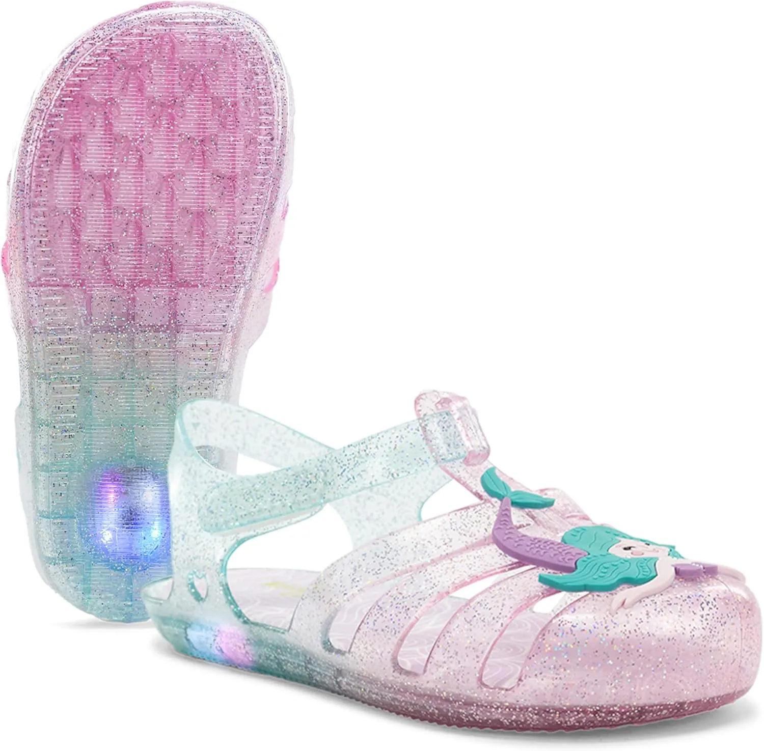 Western Chief Kids Wonder EverGlitter Lighted Sandal with Adjustable Strap and Waterproof Design