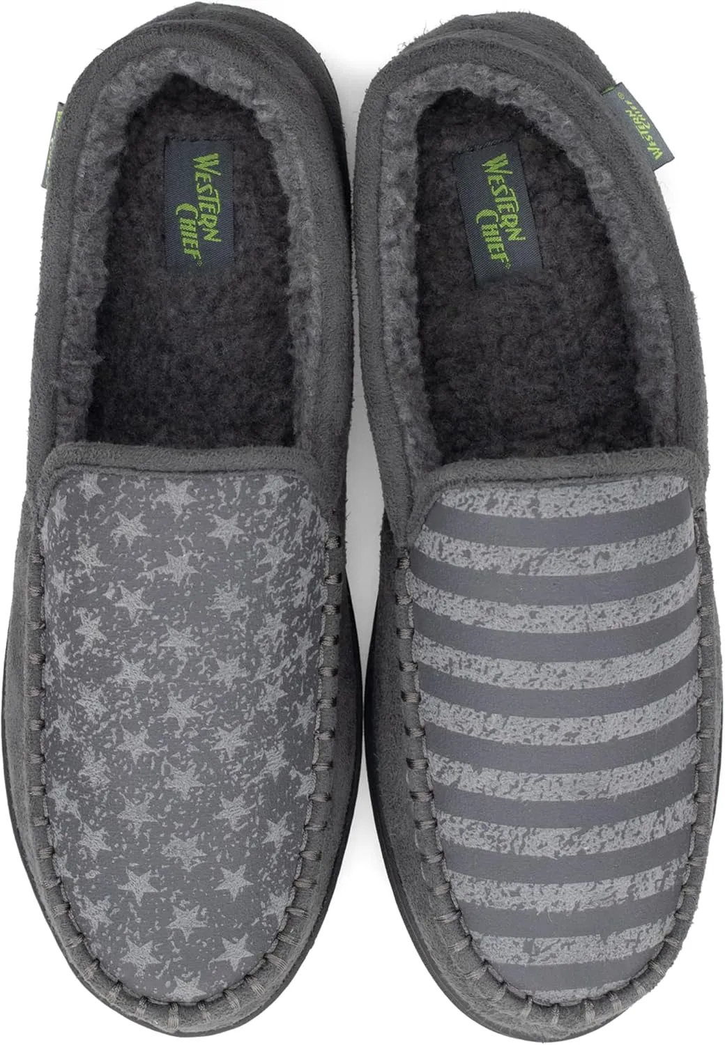 Western Chief Men's Moccasin Slippers - Warm Fleece House Shoes for Men, Indoor and Outdoor Slippers