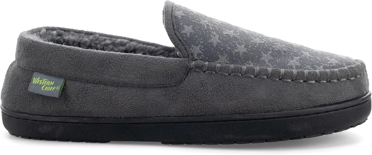 Western Chief Men's Moccasin Slippers - Warm Fleece House Shoes for Men, Indoor and Outdoor Slippers