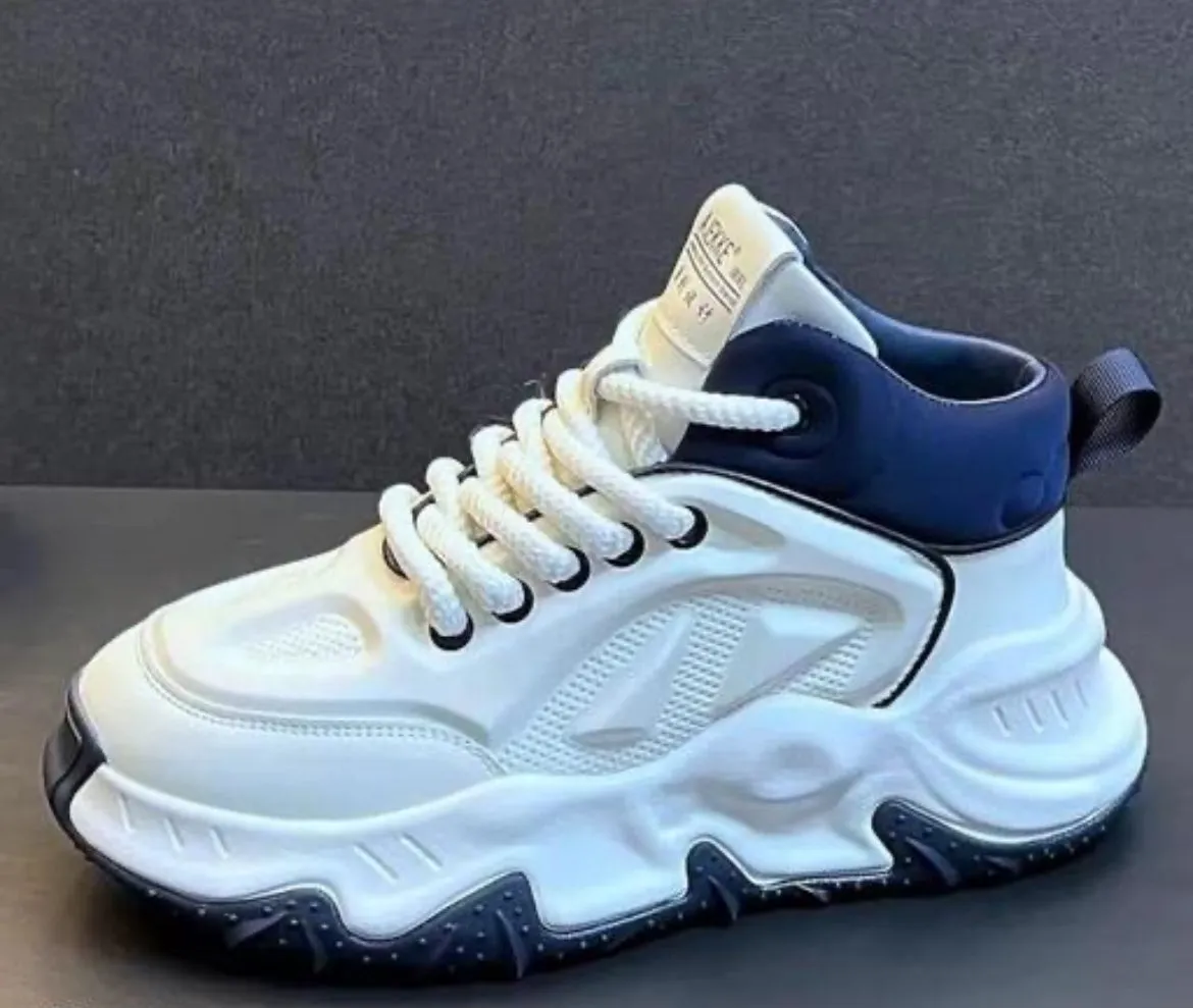 White & Navy Chunky Sneakers – Futuristic Comfort