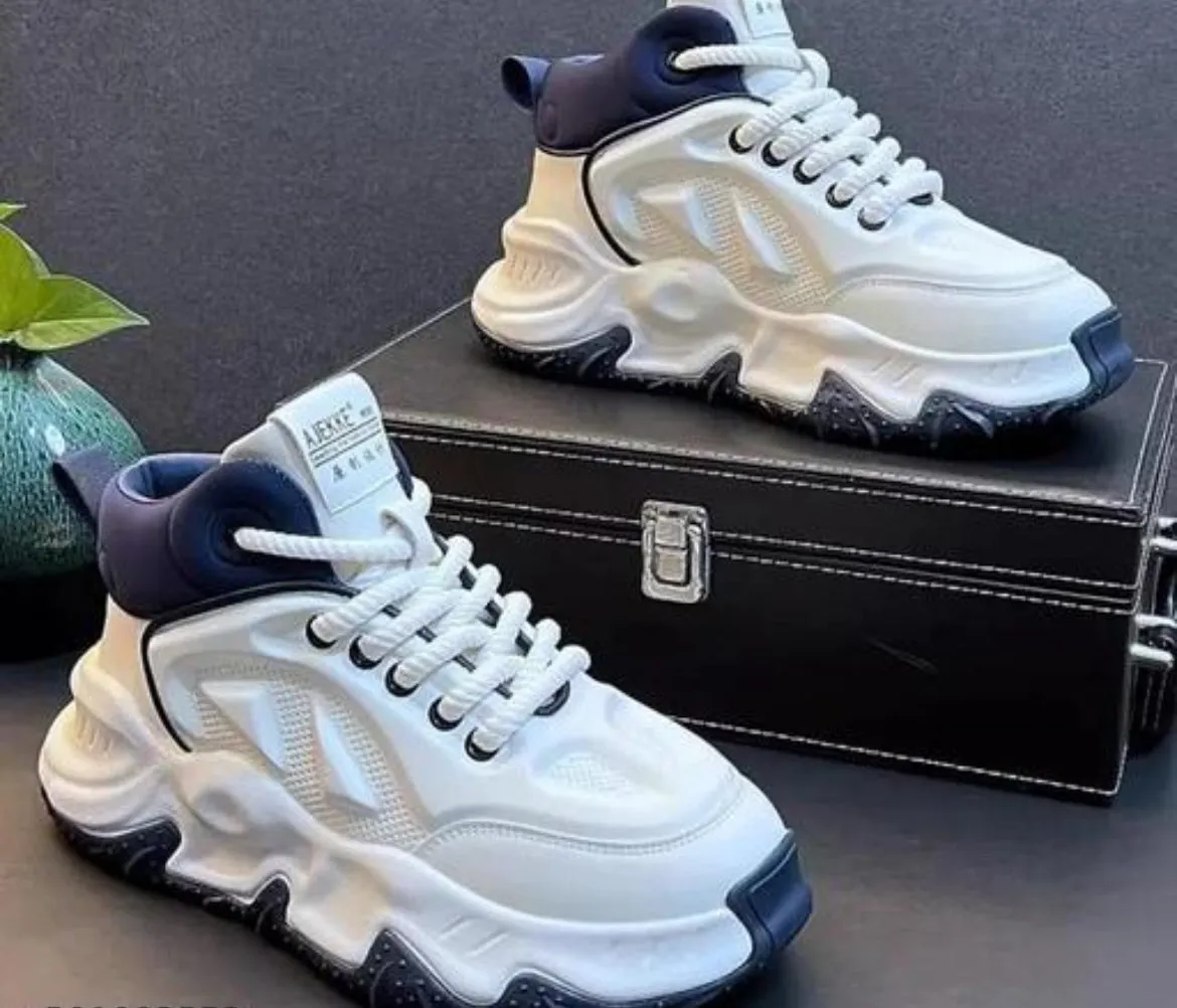 White & Navy Chunky Sneakers – Futuristic Comfort