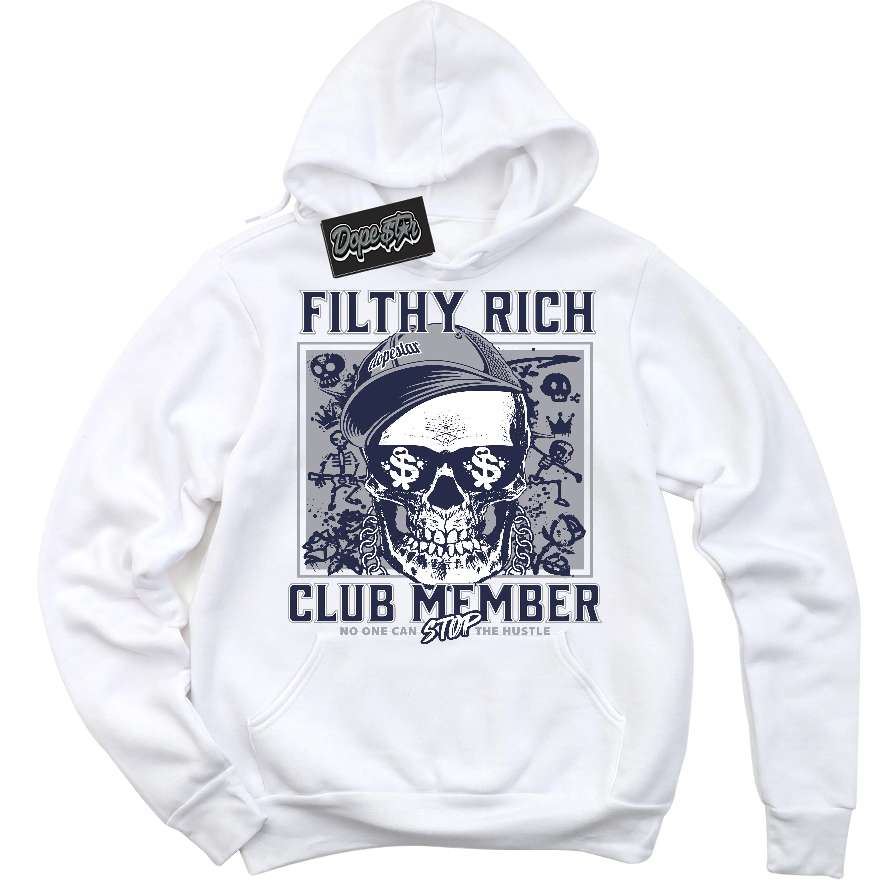 Wolf Grey Midnight Navy 1s Sneaker Hoodie Filthy Rich Graphic