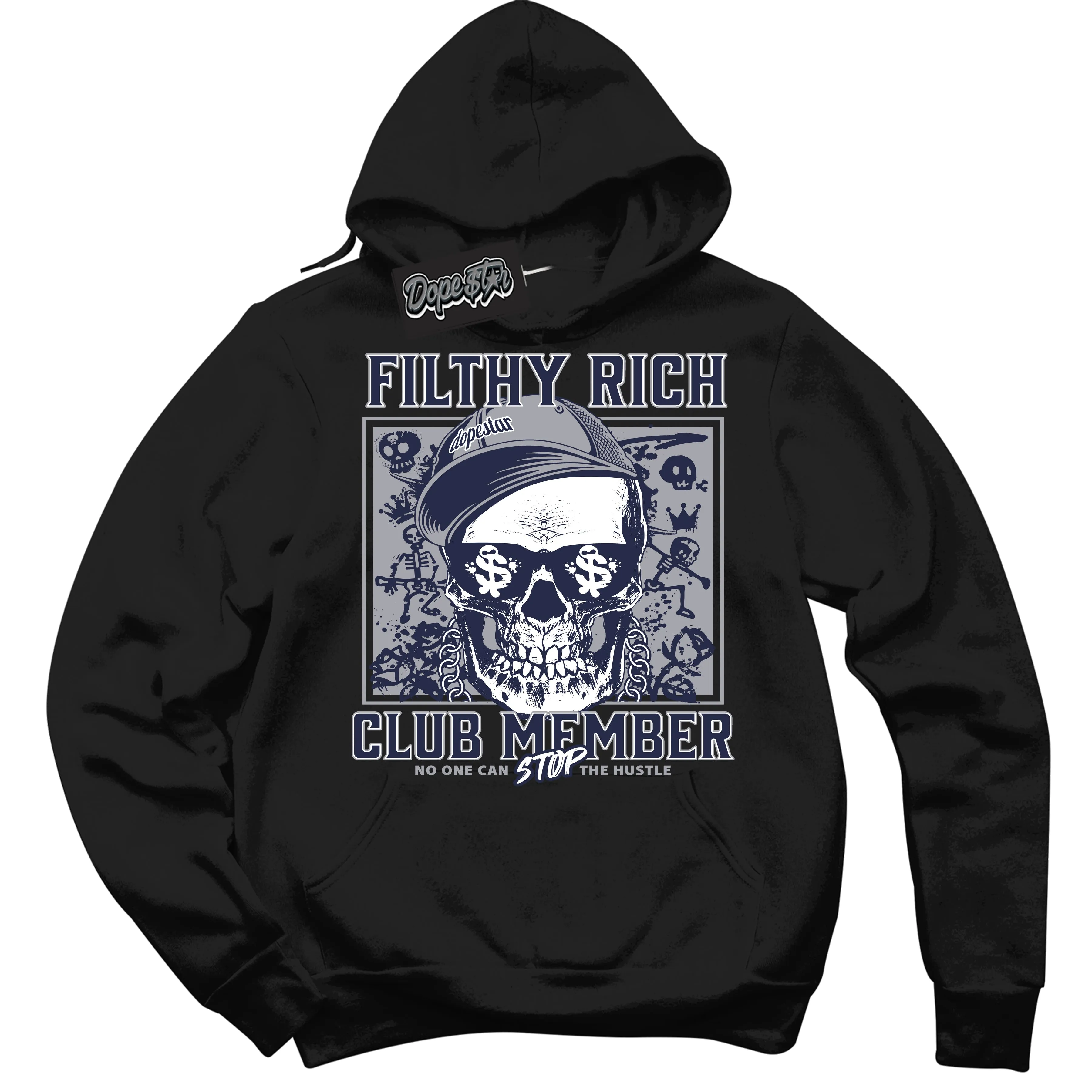 Wolf Grey Midnight Navy 1s Sneaker Hoodie Filthy Rich Graphic