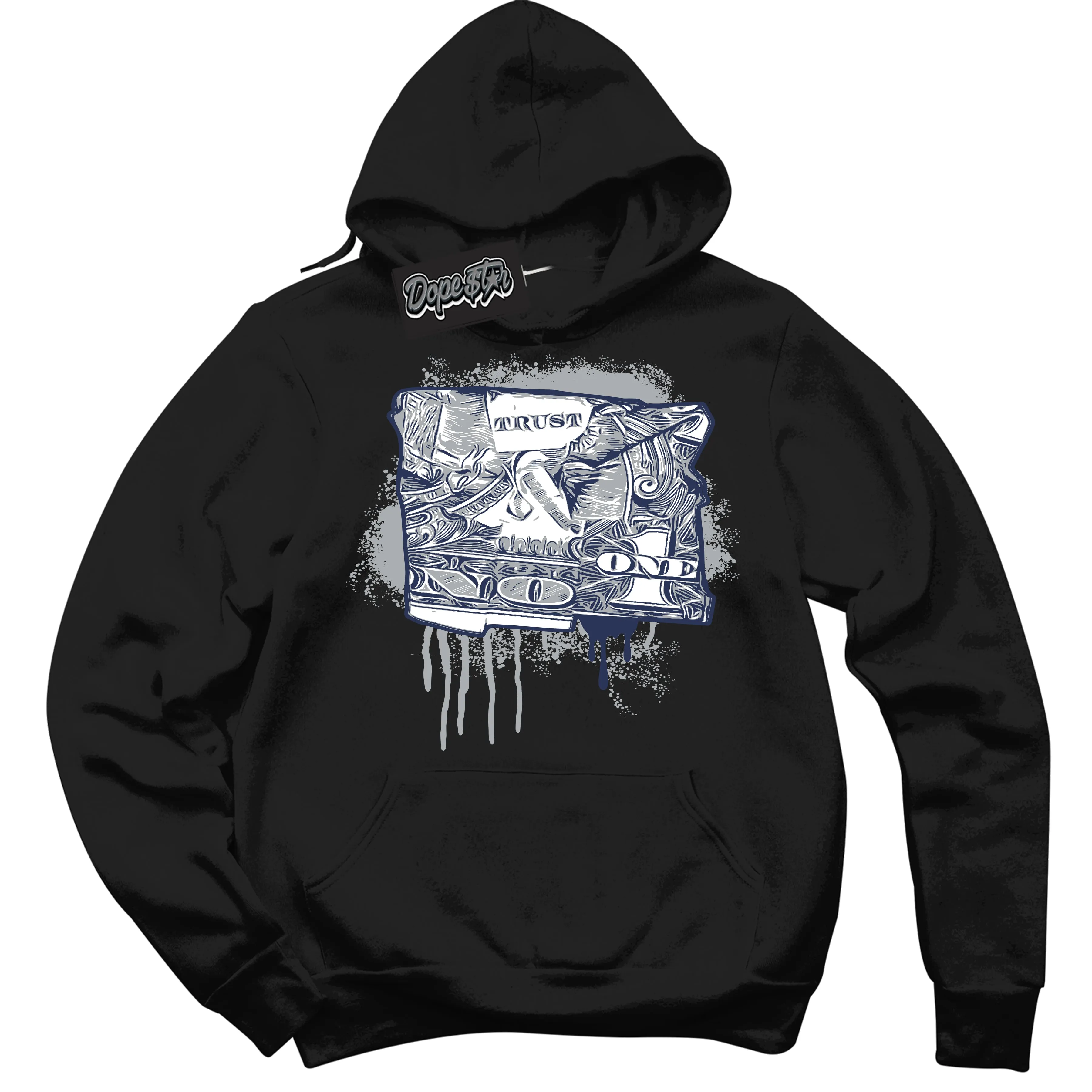 Wolf Grey Midnight Navy 1s Sneaker Hoodie Trust No One Dollar Graphic