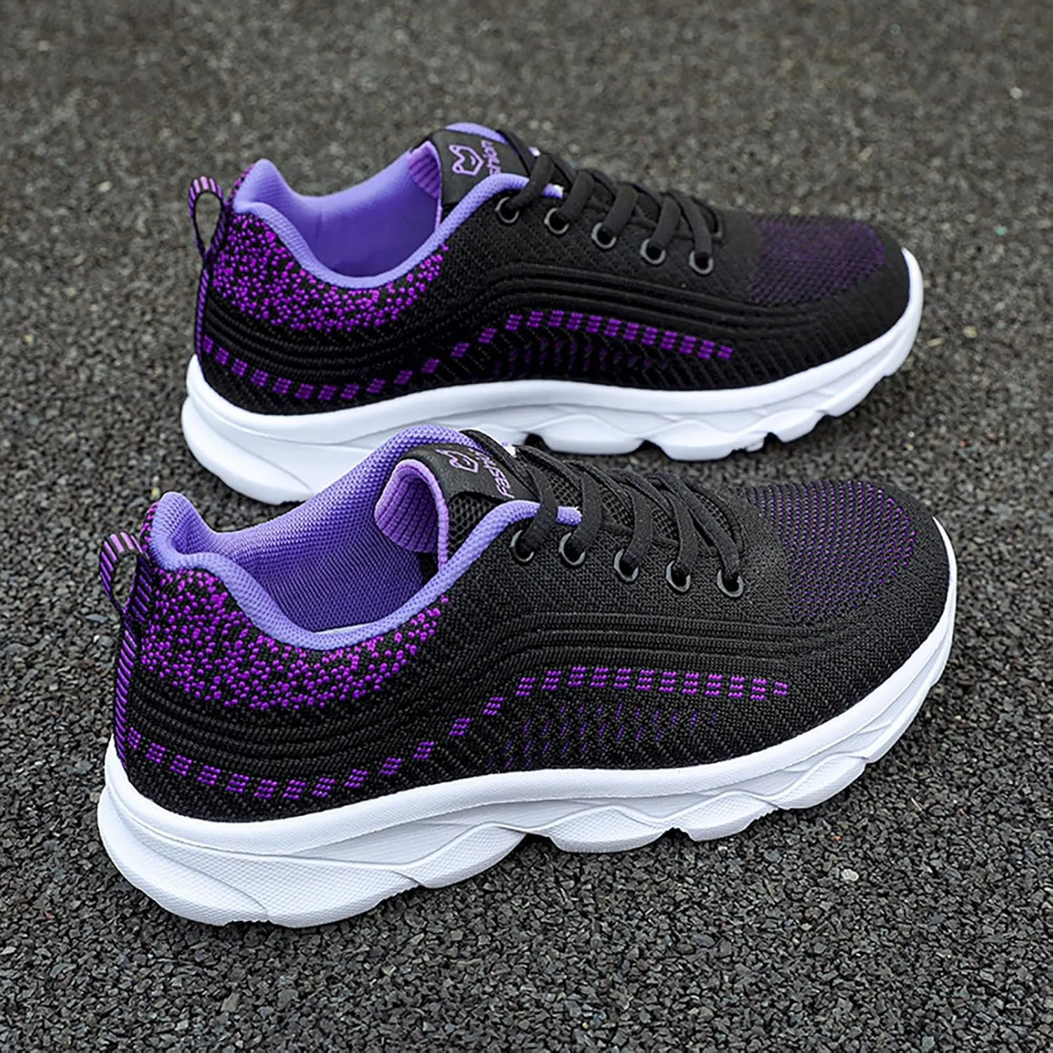 Women'S Knitted Mesh Orthopedic Lace-Up Platform Sneakers Slip-On Comfort Breathable Arch Support Walking Shoes Casual Lightweight Non-Slip Soft Sole Toning Rocker Shoes