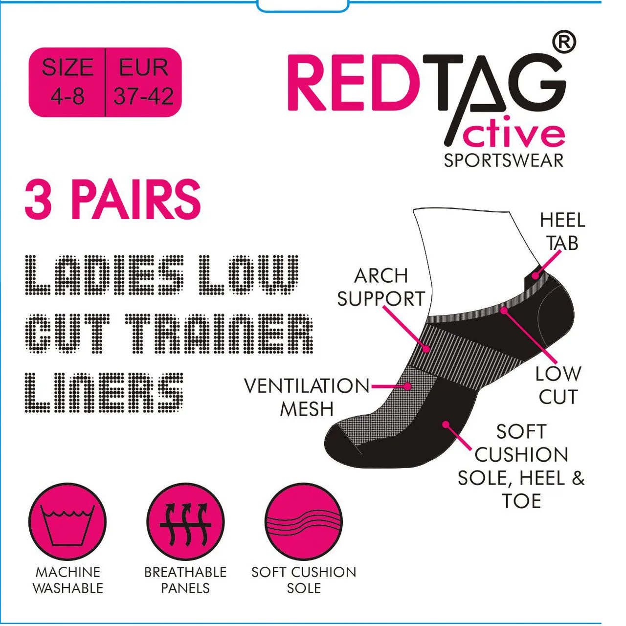 Womens Liner Active Trainer Jogging Gym Sports Socks 3 & 6 Pairs