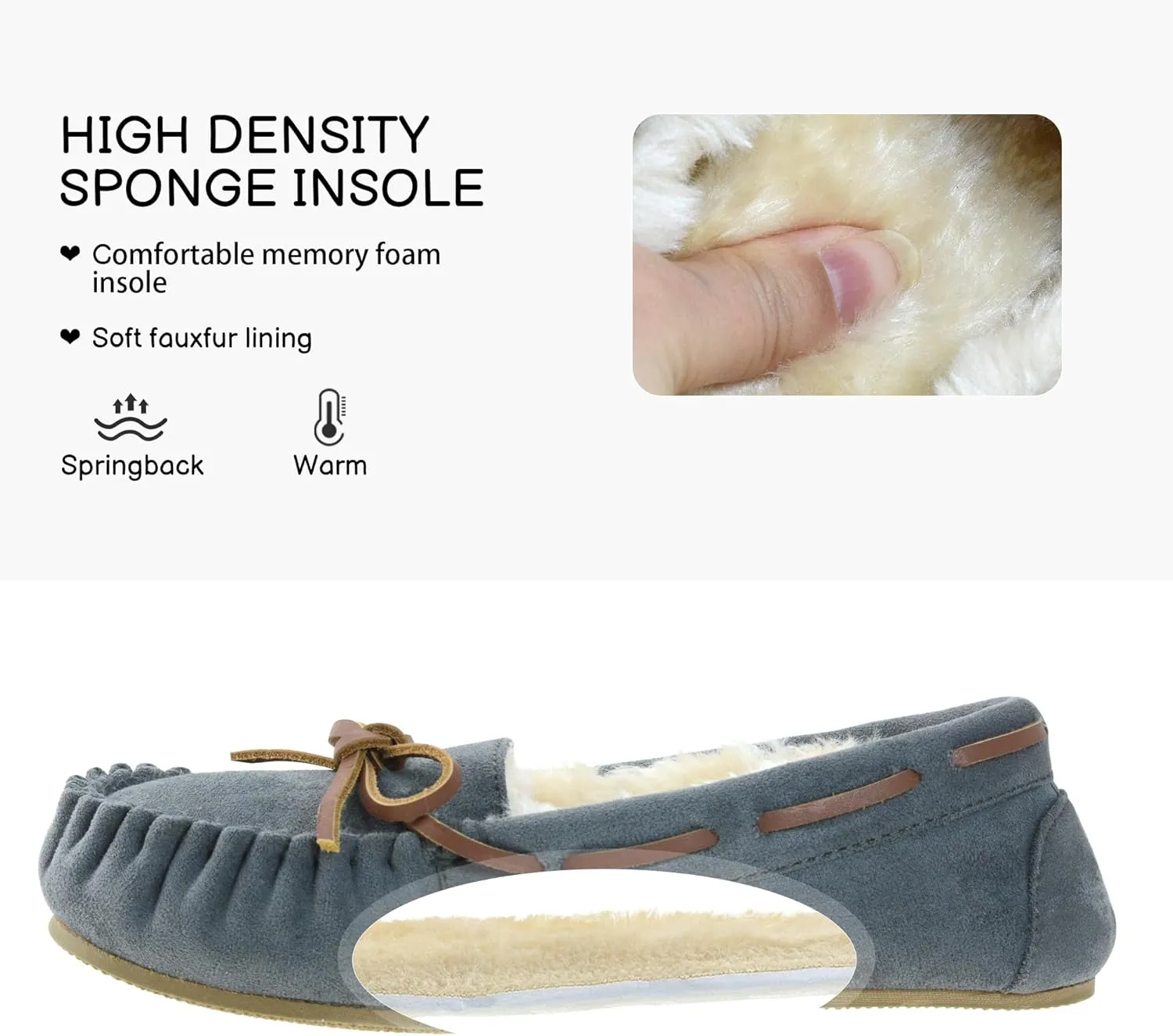 Womens Moccasin Slippers Micro Suede Cozy Indoor Outdoor House Shoes