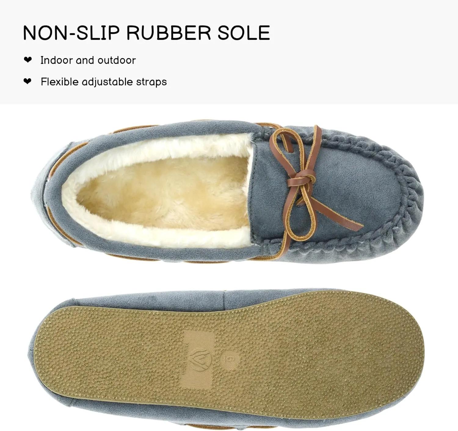 Womens Moccasin Slippers Micro Suede Cozy Indoor Outdoor House Shoes
