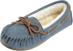 Womens Moccasin Slippers Micro Suede Cozy Indoor Outdoor House Shoes