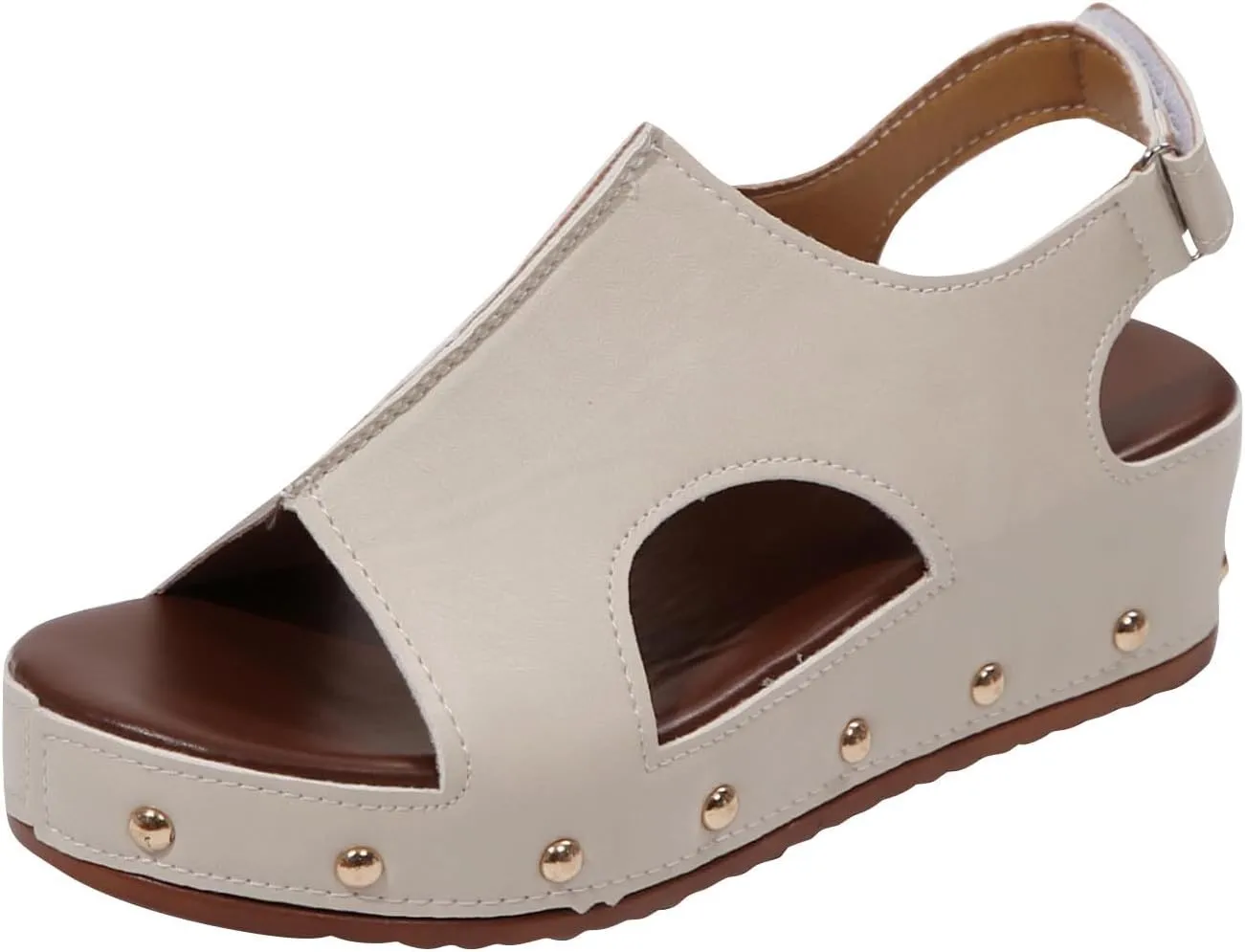 Women's Retro Wedge Sandal - 2 Inch Cushioned Wedge, Hook & Loop Closure for Comfort Style, Perfect Casual Dressy Outfits, All Day Wear Shoe