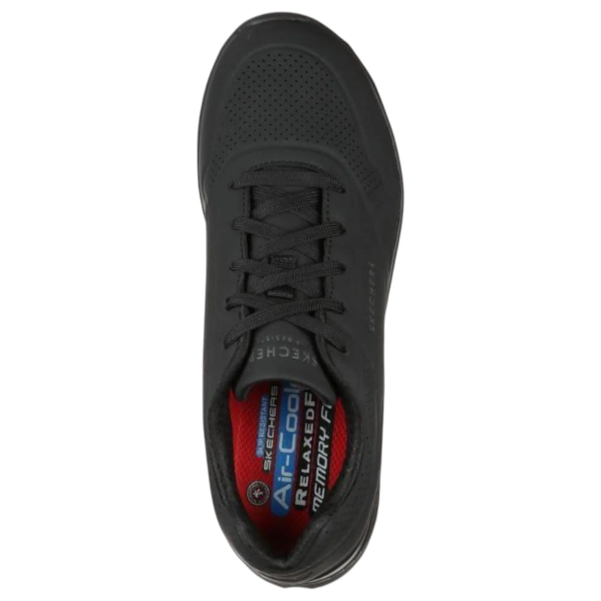 Womens Skechers Uno - Slip Resistant Black Lace Up Sneaker Shoes