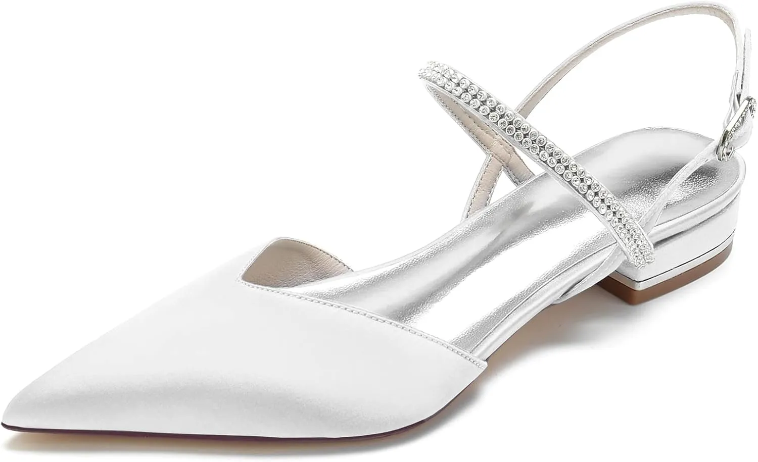 Womens Slingback Flats Shoes for Wedding Bride Comfortable Bridal Shoes,White,8