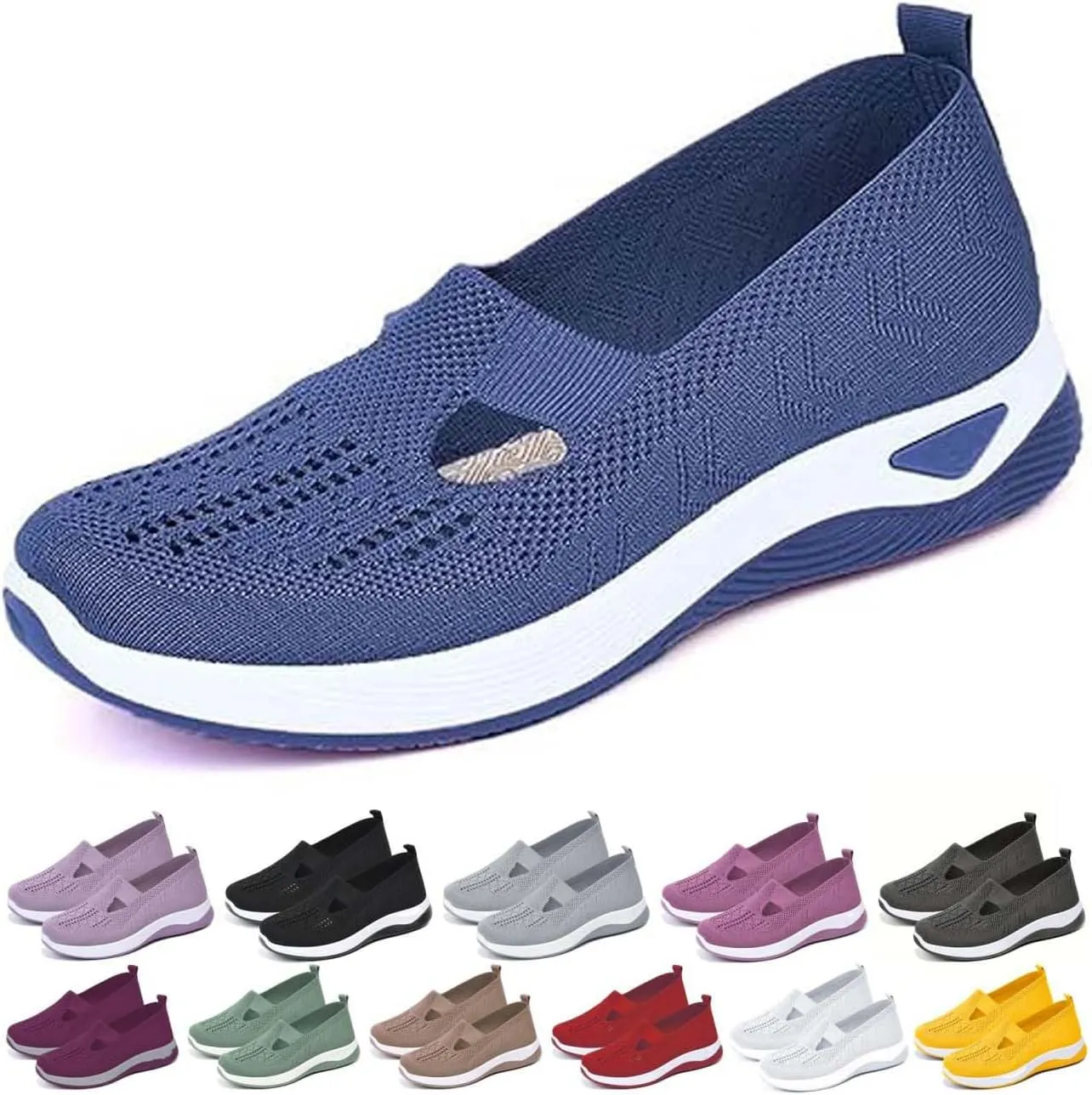Yilia Orthopedic Shoes for Women, Women Wide Width Breathable Walking Comfortable Slip on Sneakers, Non Slip Food Service Lightweight Sneaker, Nurse Shoes Arch Support Sneakers