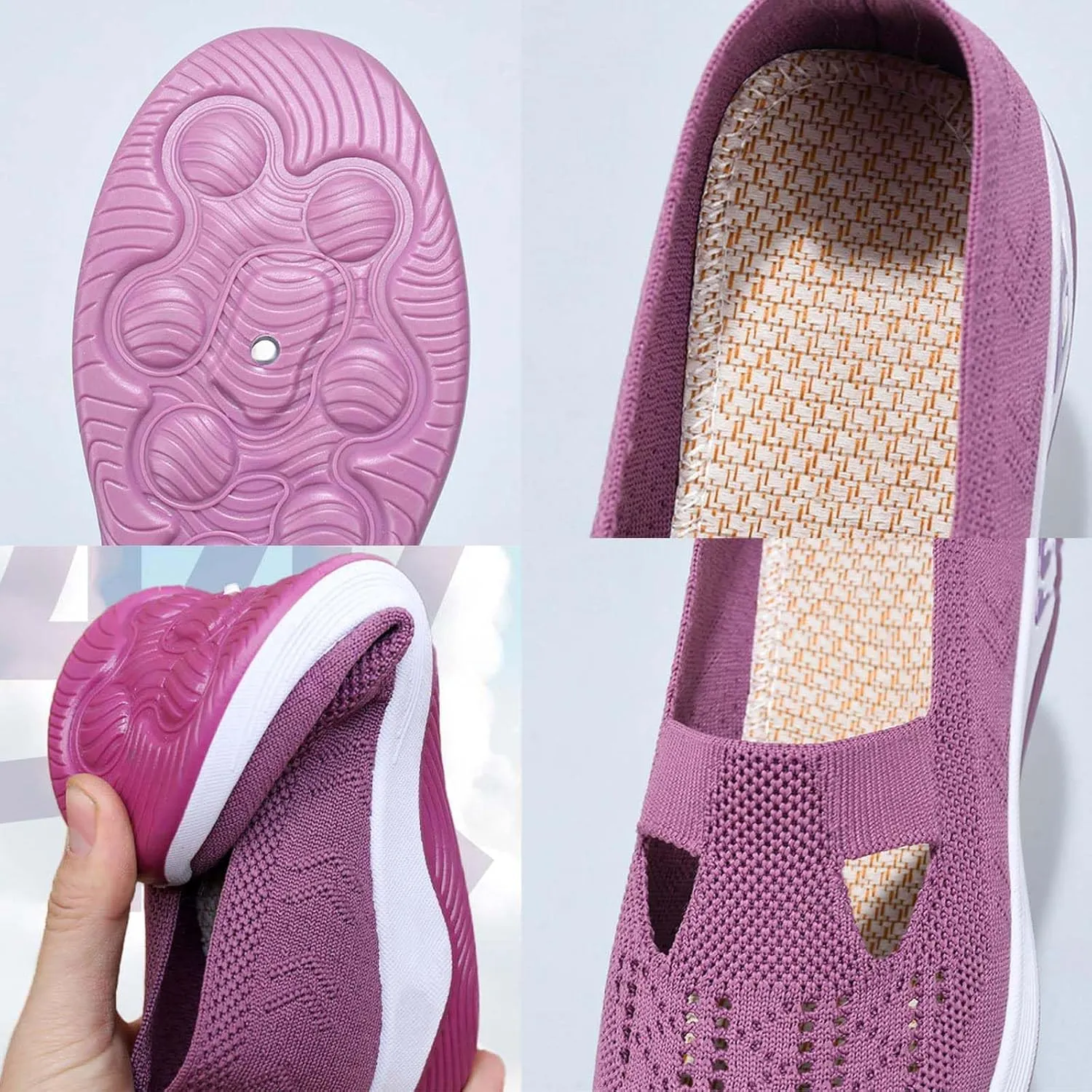 Yilia Orthopedic Shoes for Women, Women Wide Width Breathable Walking Comfortable Slip on Sneakers, Non Slip Food Service Lightweight Sneaker, Nurse Shoes Arch Support Sneakers