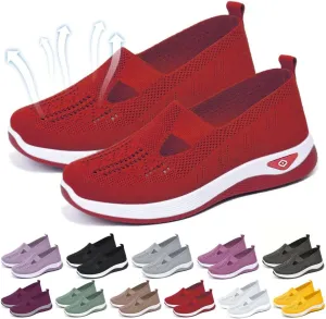 Yilia Orthopedic Shoes for Women, Women Wide Width Breathable Walking Comfortable Slip on Sneakers, Non Slip Food Service Lightweight Sneaker, Nurse Shoes Arch Support Sneakers